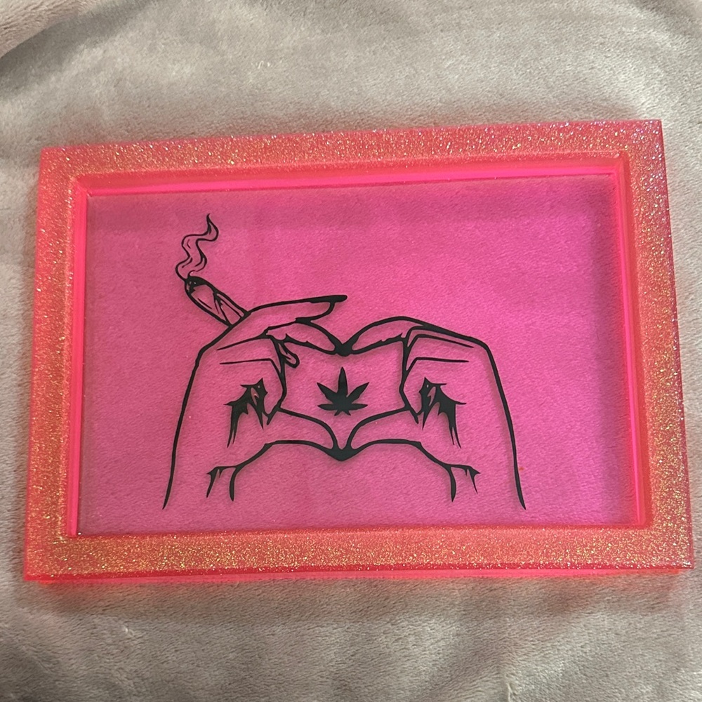 Pink Glitter Resin Rolling Tray